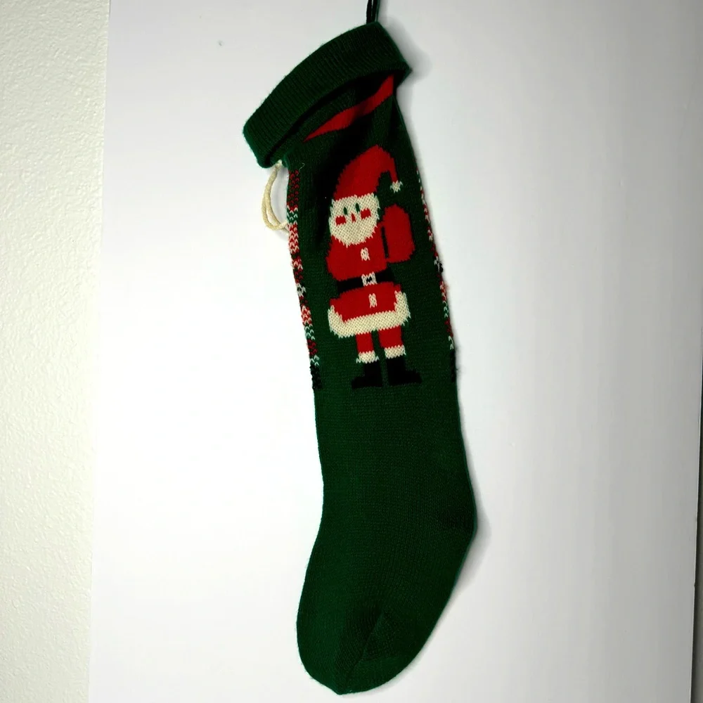 Vintage Knitted Christmas Stocking with‎ Santa Design